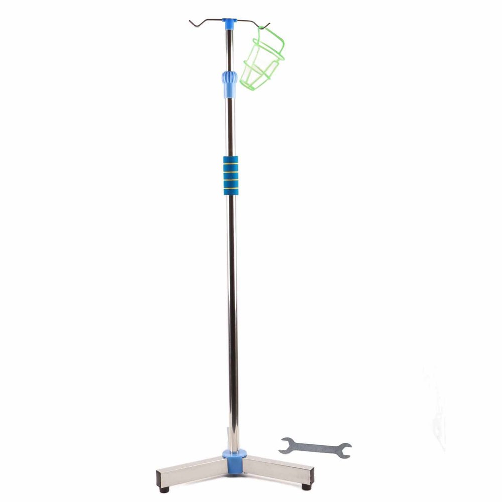 LIZEALUCKY Portable Stainless Steel IV Stand for Travel, Height-Adjustable, Telescoping, with Hooks, Stable Floor-Standing IV Bag Holder for the