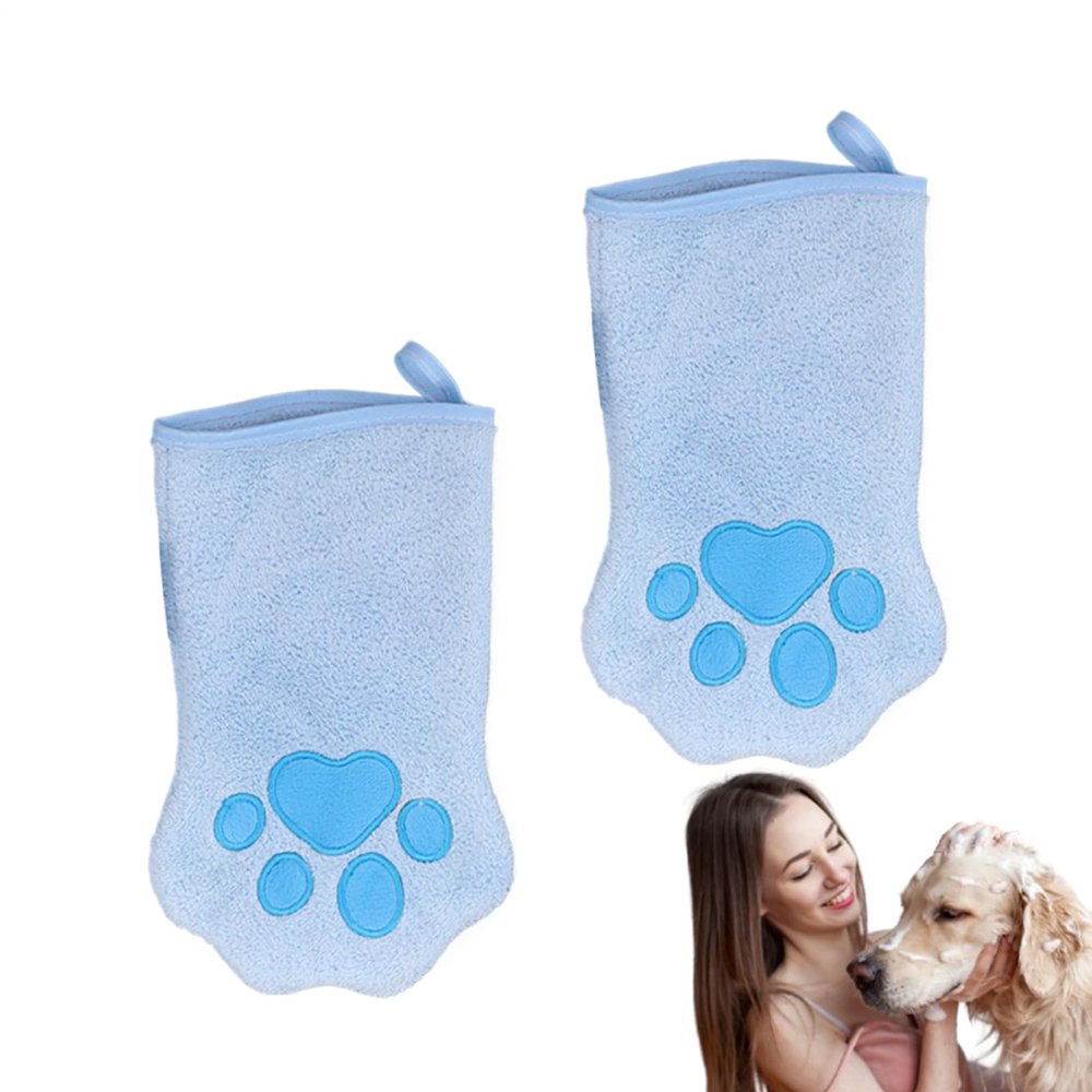 JIEBWCHA Pet Grooming Gloves, 2-Pack, Soft Quick-Drying Gloves for Cats and Dogs