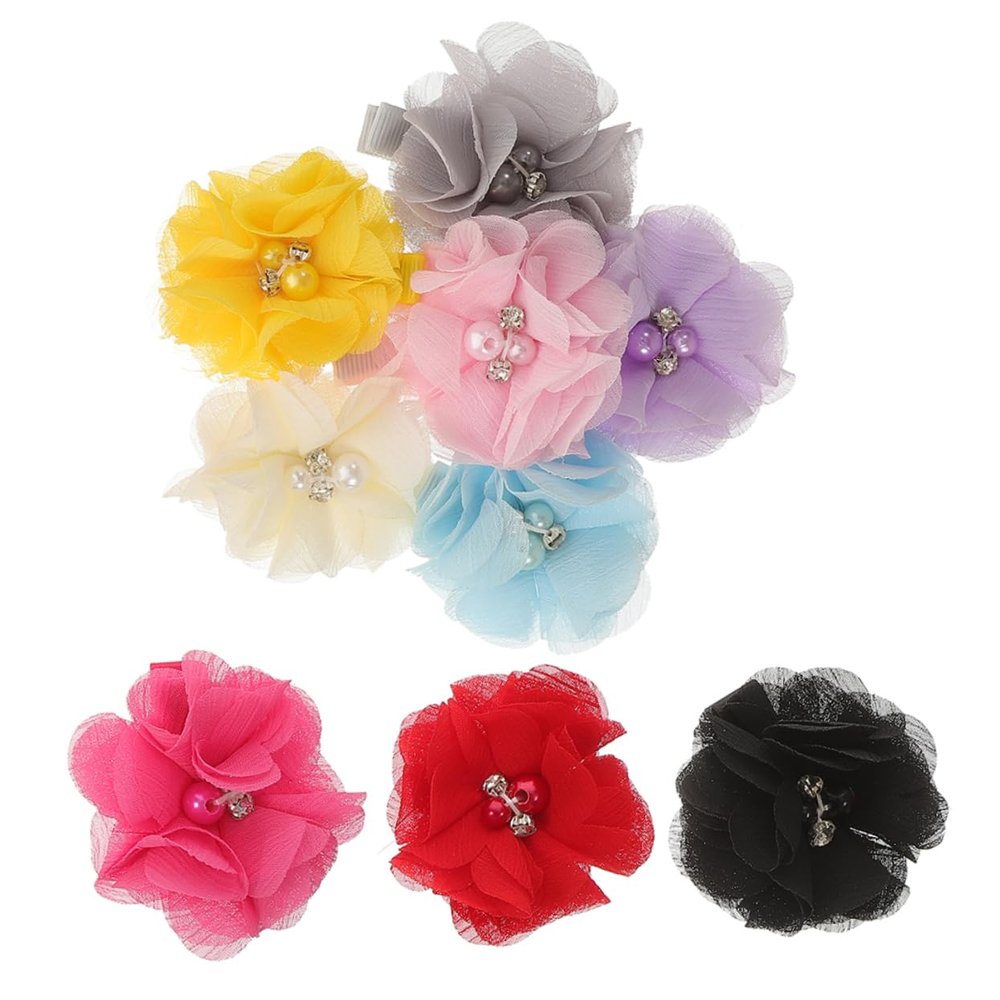 Gatuida Dog Hair Clips with Floral Pattern, 12-Piece Lace Set