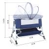 homewell Bedside Crib, Bassinet & Baby Cradle, 6-Level Height and Recline Adjustment, Foldable Sidewall, Navy view 2