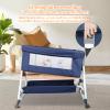 homewell Bedside Crib, Bassinet & Baby Cradle, 6-Level Height and Recline Adjustment, Foldable Sidewall, Navy view 3