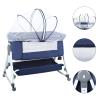 homewell Bedside Crib, Bassinet & Baby Cradle, 6-Level Height and Recline Adjustment, Foldable Sidewall, Navy view 4