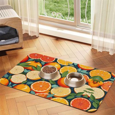 Pet Feeding Mat with Citrus Fruit Pattern