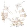 6-Piece Pearl Bridal Hair Combs and Wedding Hairpins, Gold view 1