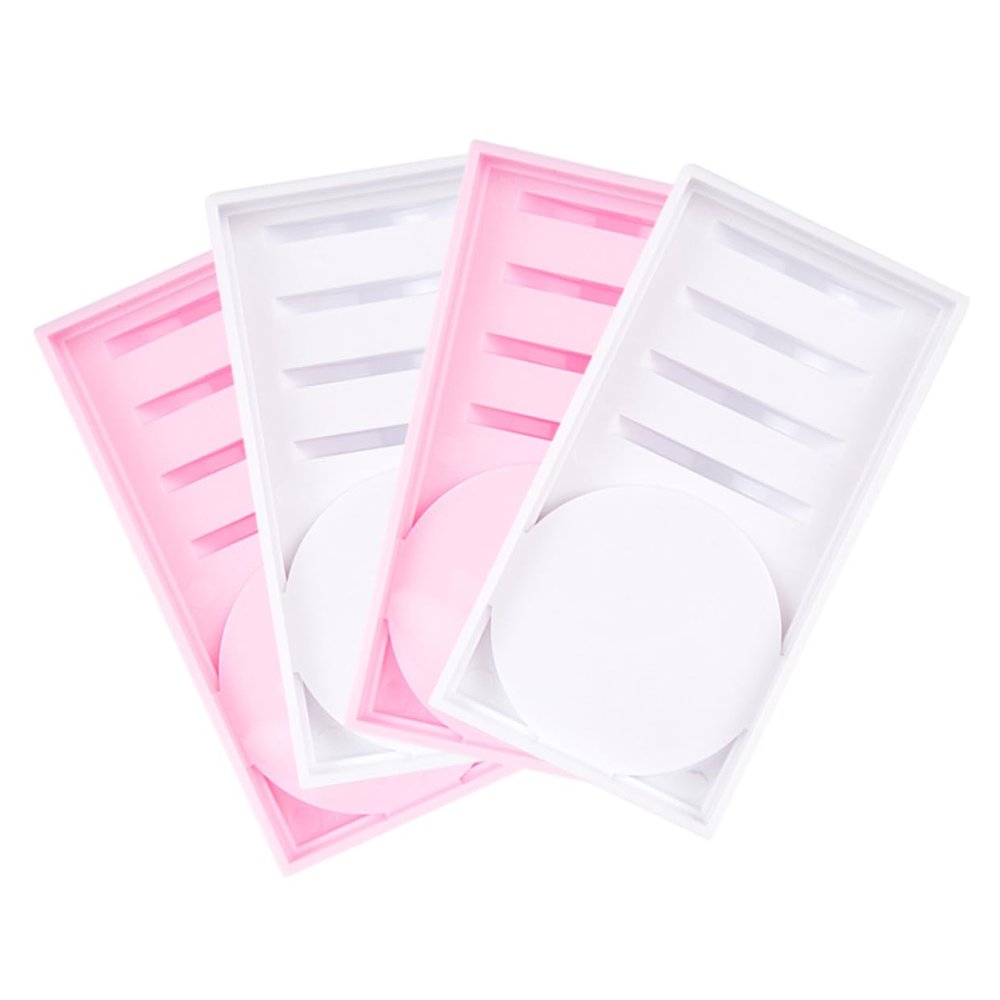 Eyelash Glue Trays, 4-Piece PP Set for Extensions and Removal