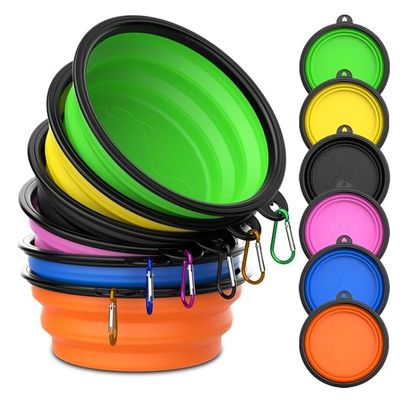 Collapsible Silicone Dog Bowls (350 ml), Portable, with Carabiners, 6-Pack