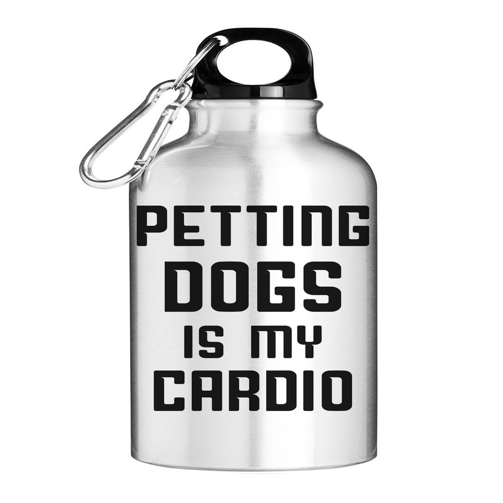 Petting Dogs Is My Cardio Tourist Water Bottle, Silver
