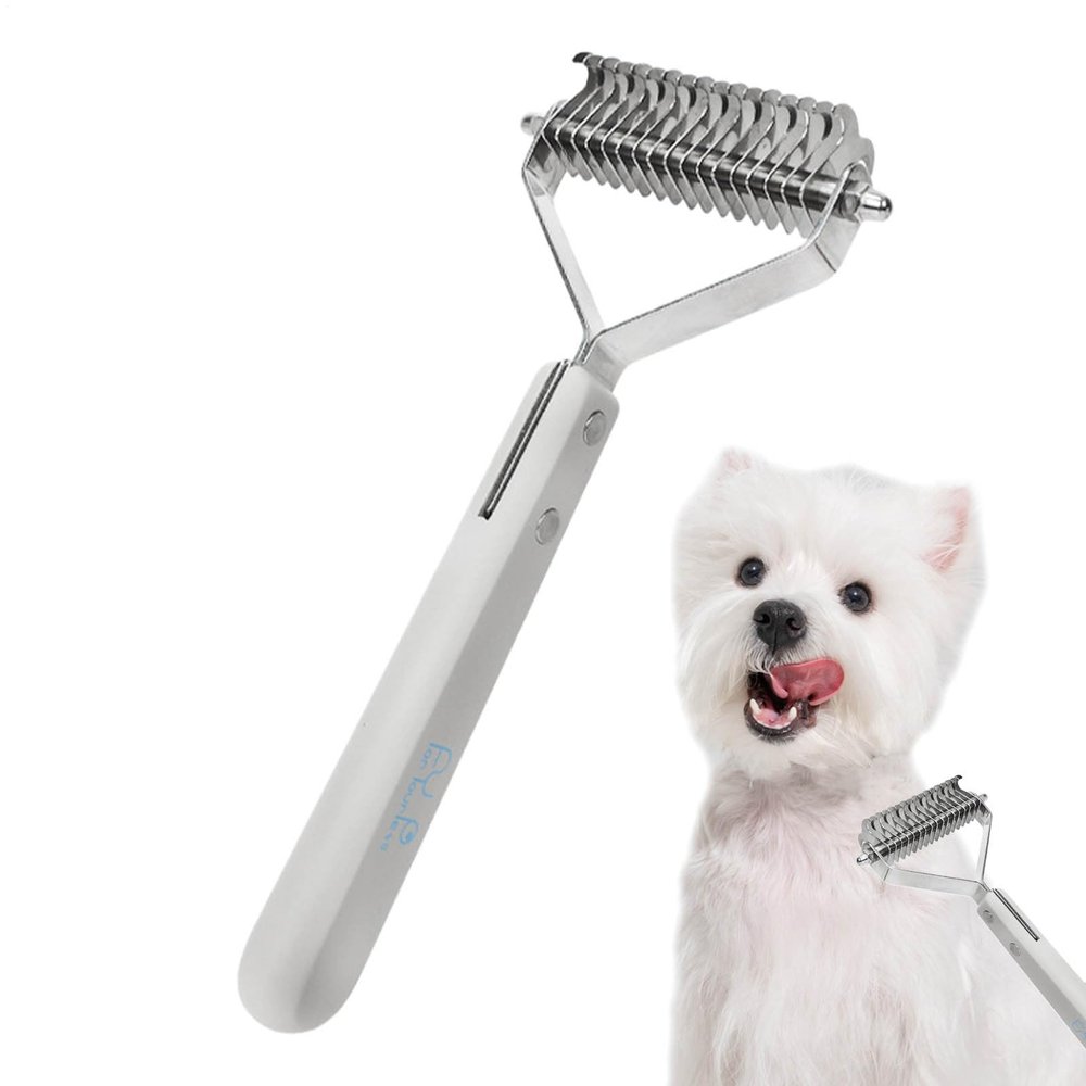 Double-Sided Dog Deshedding and Dematting Comb for Dogs and Cats