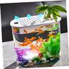 Toyvian Plastic Aquarium for Small Fish, Transparent Portable Fish Tank for Goldfish, Home Decoration view 3