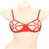 Sinleey Women's Open-Bust Balconette Bra, Rhinestone Push-Up Lingerie, Red, S view 3