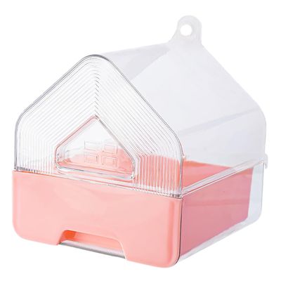 SEWOART Hanging Parrot Bird Bathtub with Drawer, Transparent, Pink