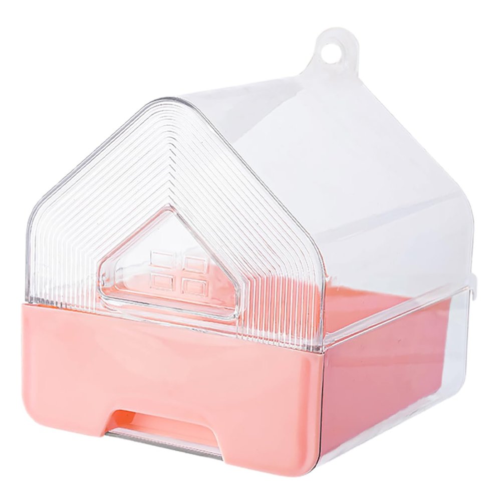 SEWOART Hanging Parrot Bird Bathtub with Drawer, Transparent, Pink