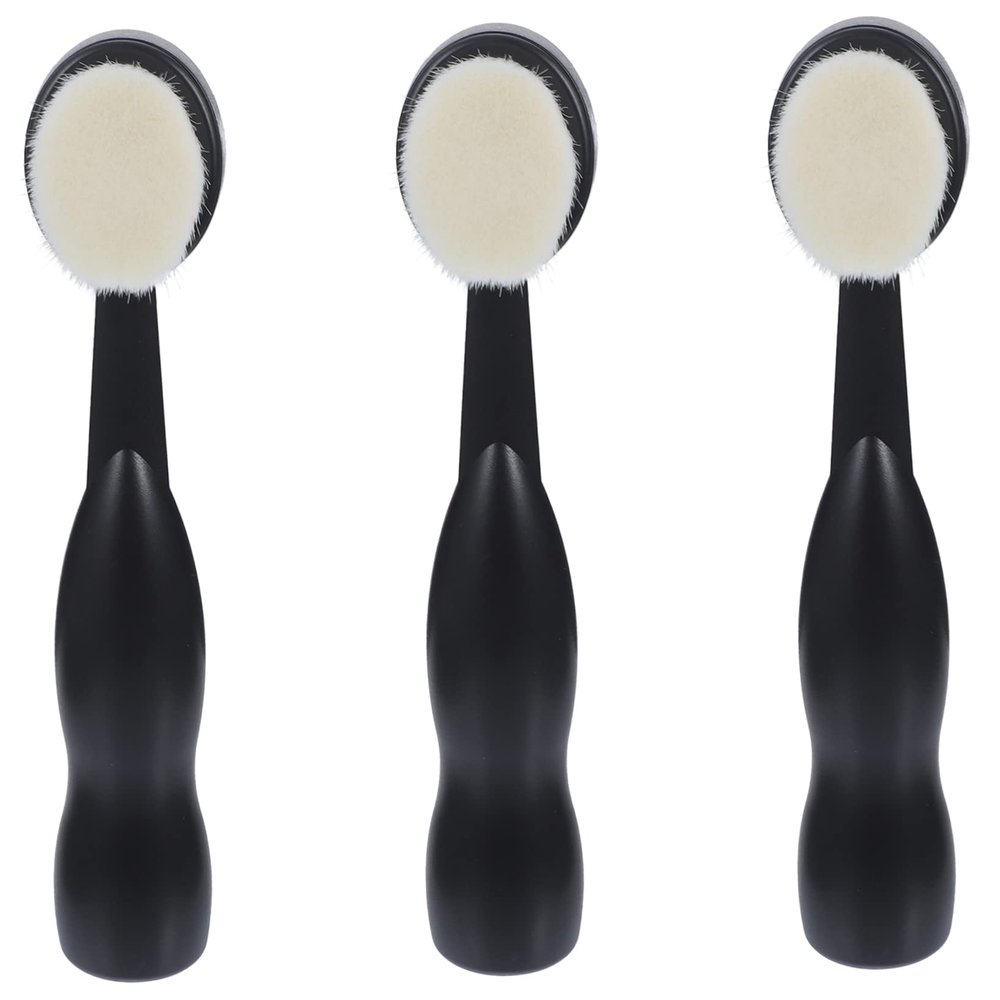 Veemoon 3-Piece Black Facial Cleansing Brushes with Handles