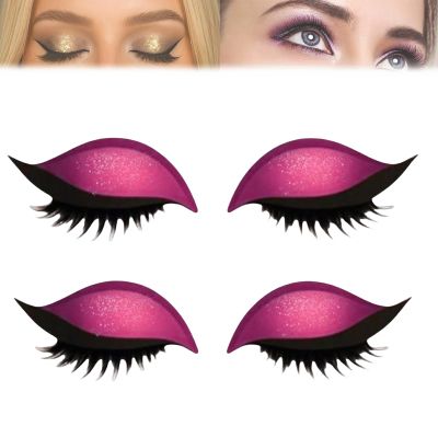 Lazy Eye Shadow Eyelash Patch, 2-in-1 Reusable Eyeshadow and False Lash Stickers, Waterproof and Sweat-Resistant, Pink