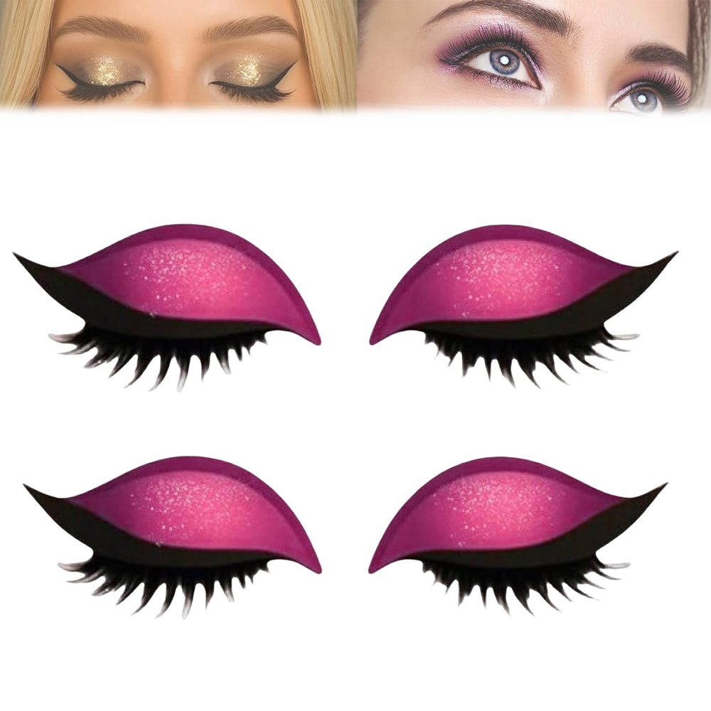Lazy Eye Shadow Eyelash Patch, 2-in-1 Reusable Eyeshadow and False Lash Stickers, Waterproof and Sweat-Resistant, Pink