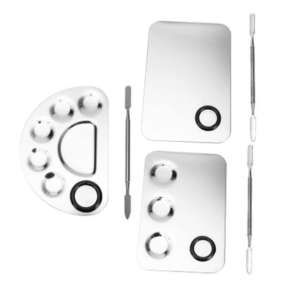 3-Piece Stainless Steel Makeup Mixing Palettes for Nail Art