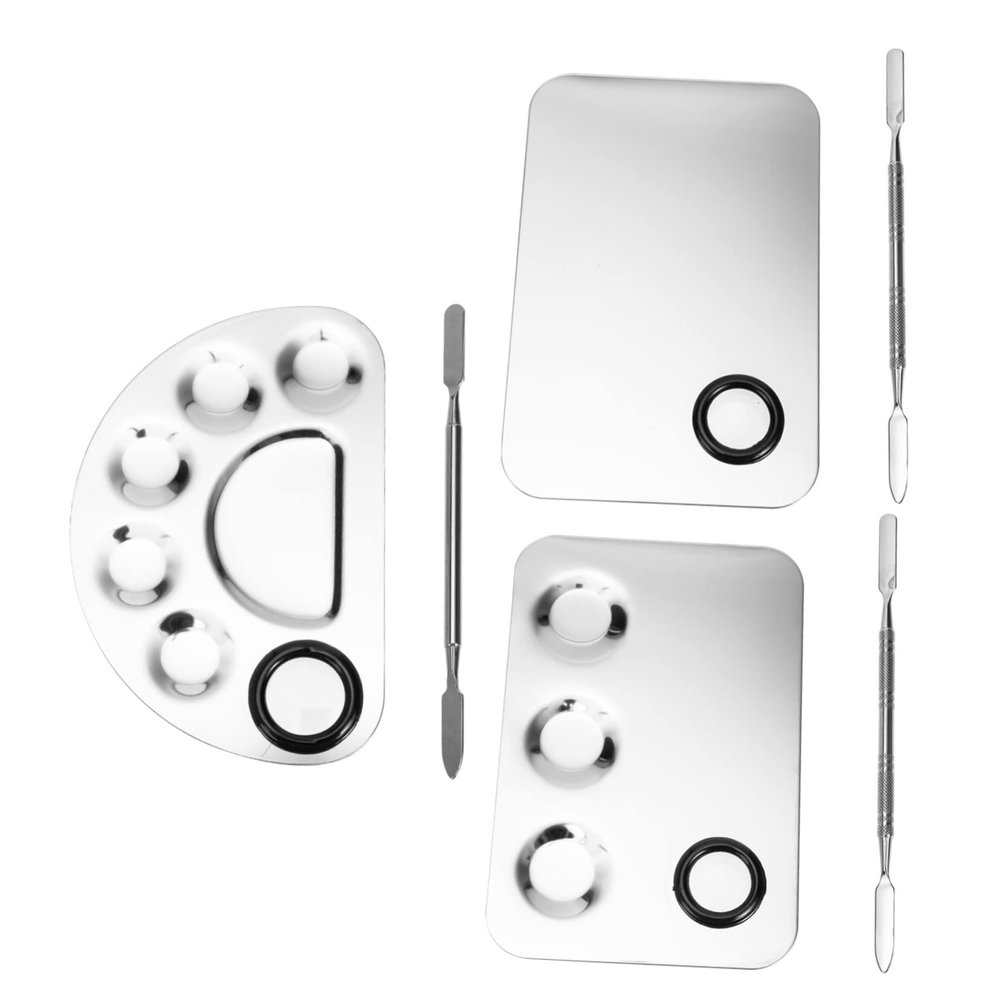 3-Piece Stainless Steel Makeup Mixing Palettes for Nail Art