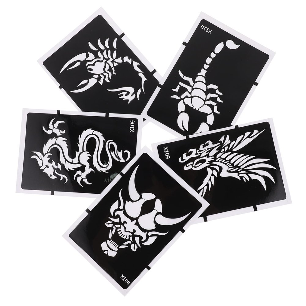 OUNONA 5-Piece Self-Adhesive Temporary Tattoo Stencils