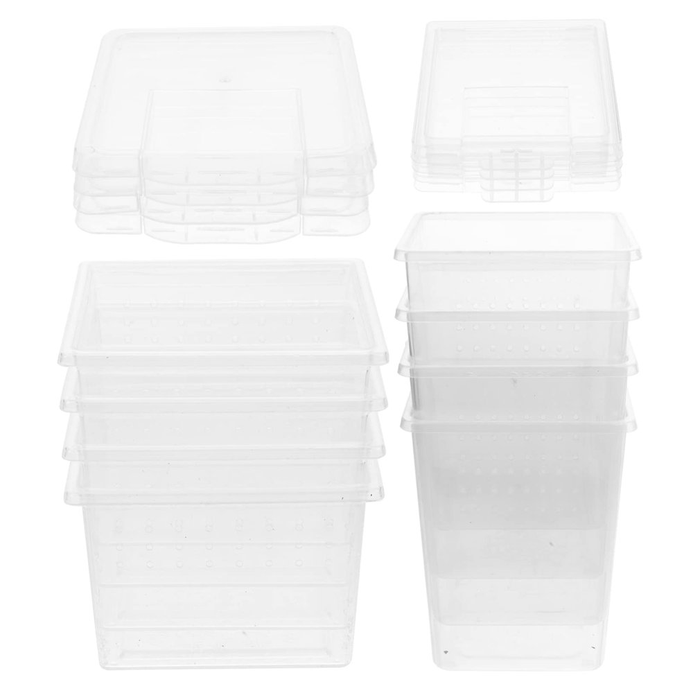 HANABASS 8-Piece Portable Transparent PP Spider Cages with Ventilation and Folding Lids