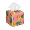 Square Leather Tissue Box with Pink Pineapple Print view 1