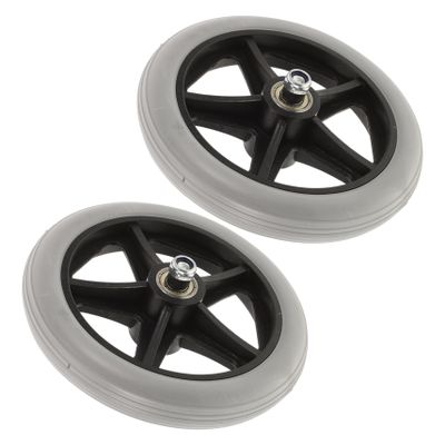 DINHEAROM 2-Piece Rubber and Steel Wheelchair Front Casters, Durable Replacement Swivel Wheels