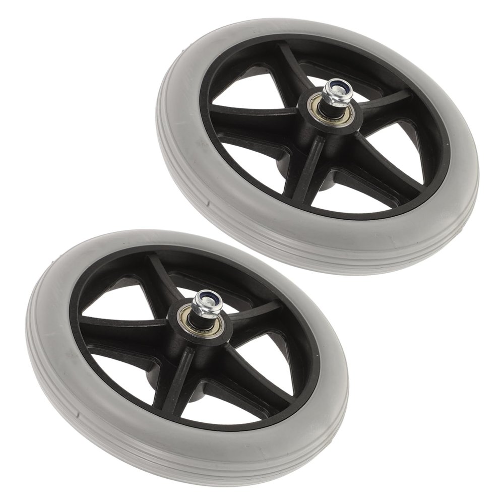 DINHEAROM 2-Piece Rubber and Steel Wheelchair Front Casters, Durable Replacement Swivel Wheels