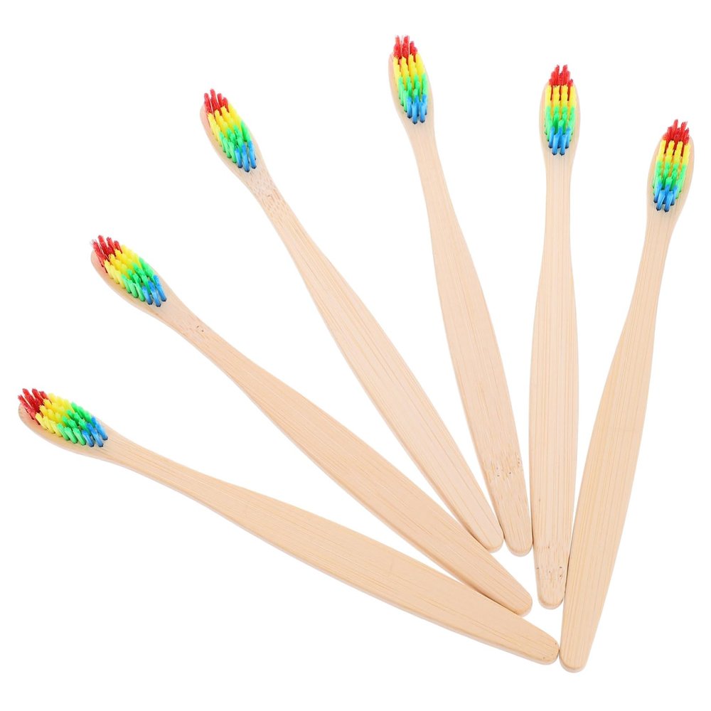 UTHCLO Bamboo Toothbrushes, Ergonomic Design, 6-Pack, Soft Bristles for Thorough Cleaning, Outdoor and Travel