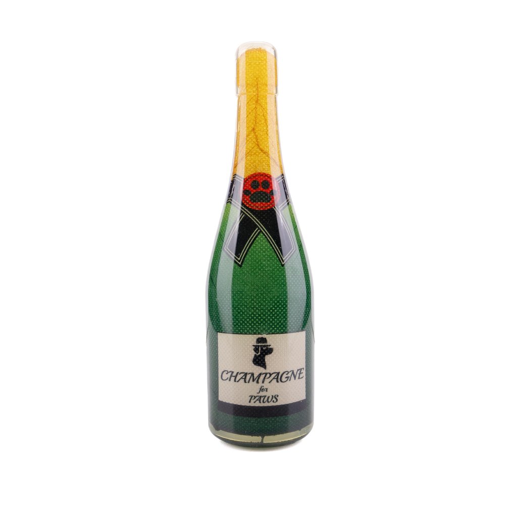 Fuzzl TPR Champagne Bottle Rubber Dog Toy - Durable Chew & Tug Toy for Small, Medium & Large Dogs