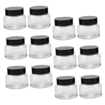 LIFKOME 12-Piece Glass Cream Containers, Refillable Cosmetic Jars