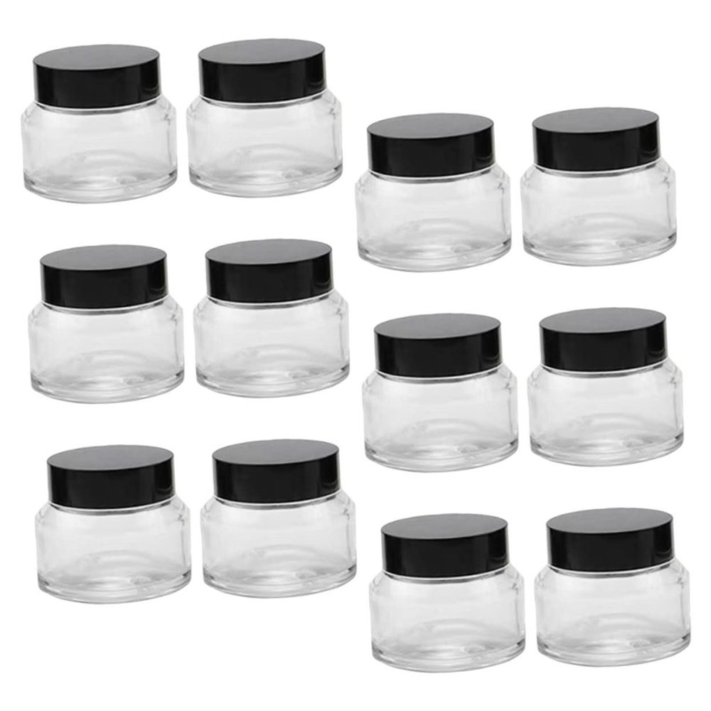 LIFKOME 12-Piece Glass Cream Containers, Refillable Cosmetic Jars