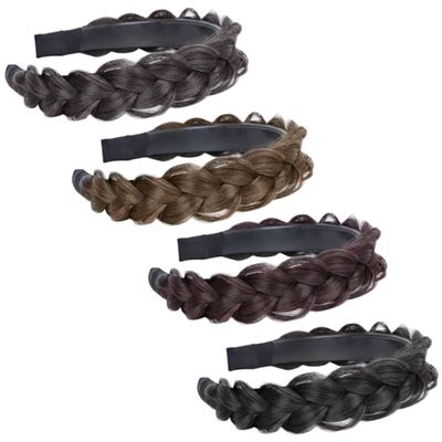 TOGEVAL 4-Piece Braided Headbands with Wig Braid