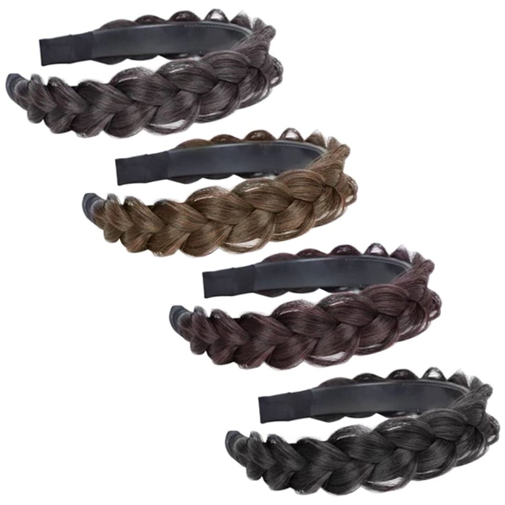 TOGEVAL 4-Piece Braided Headbands with Wig Braid