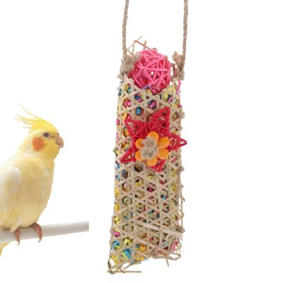 Parakeet Toy with Shredded Paper Chew Material, Perches, Ropes and Swings