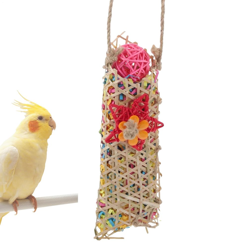 Parakeet Toy with Shredded Paper Chew Material, Perches, Ropes and Swings