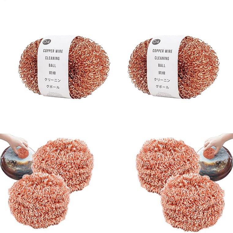 6 Copper Scouring Pads for Pot and Pan Cleaning