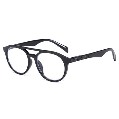 KOOSUFA Round Pilot Blue-Light Reading Glasses, Black, +4.0