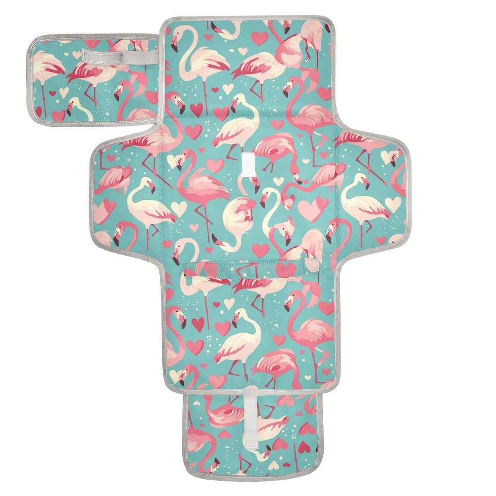 Flamigo Vintage Valentines Reusable Wipeable Baby Changing Pad with Wipe Pocket