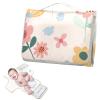 Reusable Wipeable Baby Changing Mat with Tissue Pocket, Floral Design, Cream, Integrated Pillow view 2