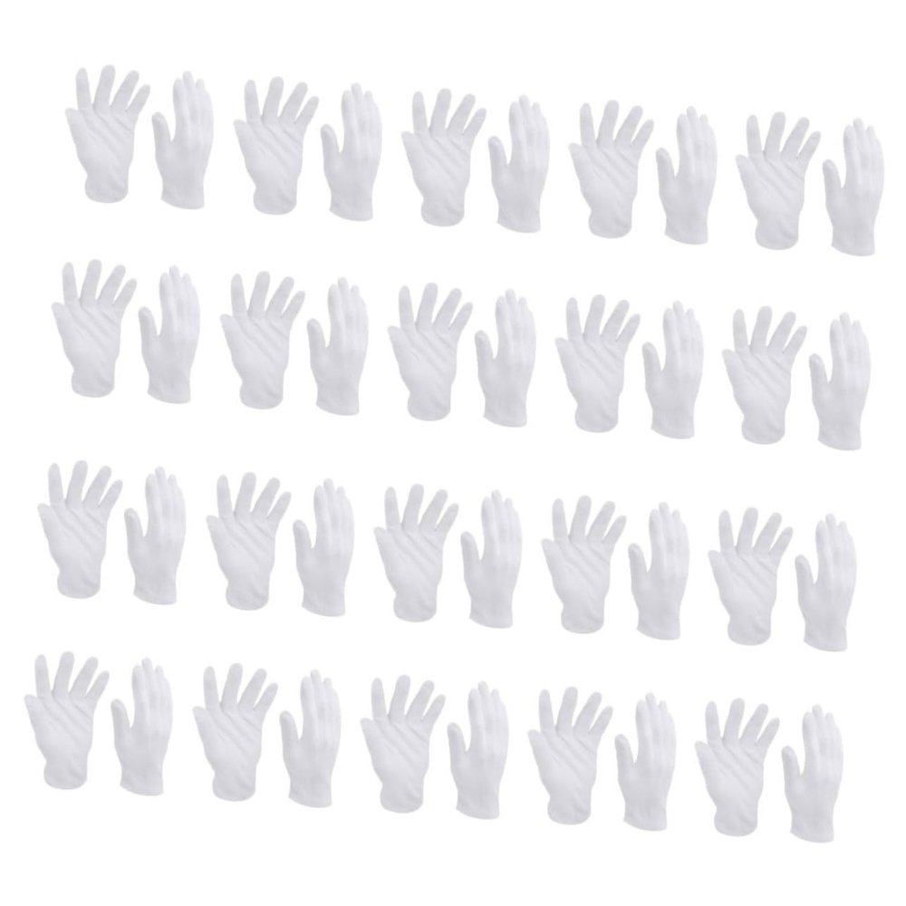Gatuida Washable White Cotton Gloves, 16 Pairs, Elastic Jewelry and Watch Inspection Gloves