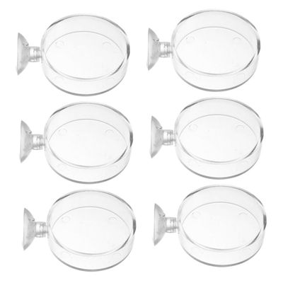 6-Piece Aquarium Feeding Bowls, Acrylic Fish Food Dishes with Suction Cups
