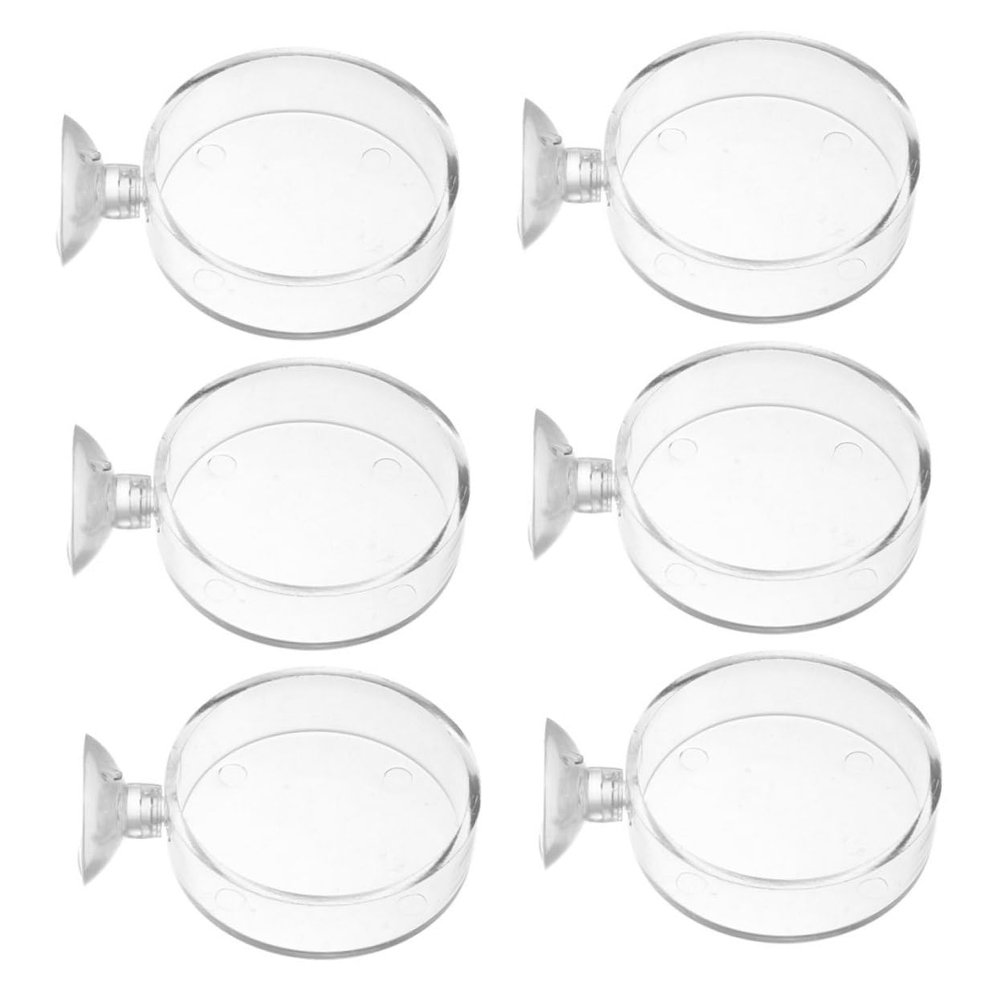6-Piece Aquarium Feeding Bowls, Acrylic Fish Food Dishes with Suction Cups