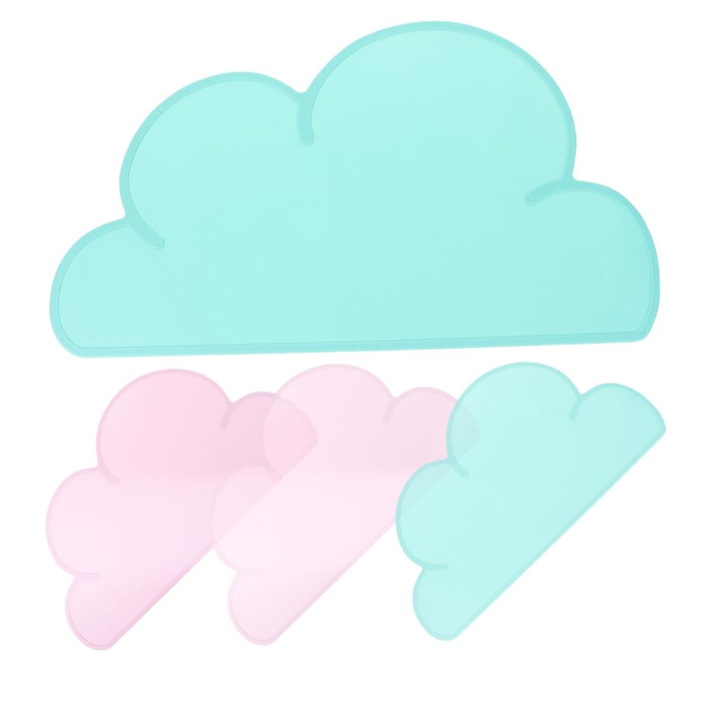 Toyvian 4-Piece Cloud-Shaped Non-Slip Pet Bowl Mats for Dogs and Cats