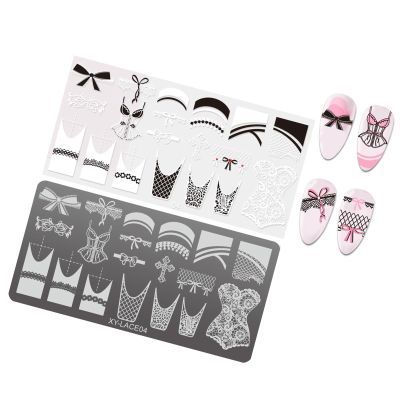 Flower & French Nail Stamping Plate