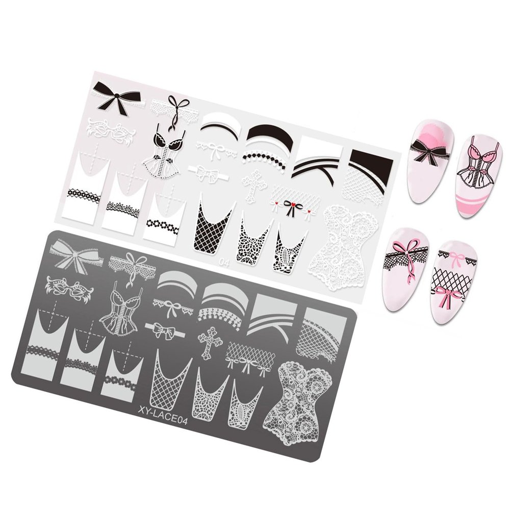 Flower & French Nail Stamping Plate