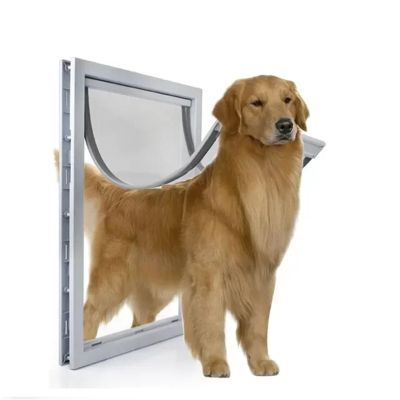 NJIEzhao Large Pet Door with Magnetic Closure, Automatic Closing, Two-Way PVC Flap, White