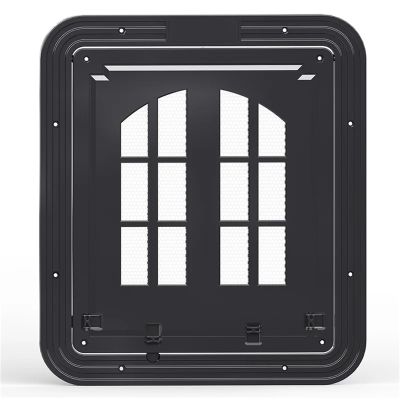 Large Dog Screen Door with Flap, Self-Closing Pet Door, 4-Way Access, Black, S