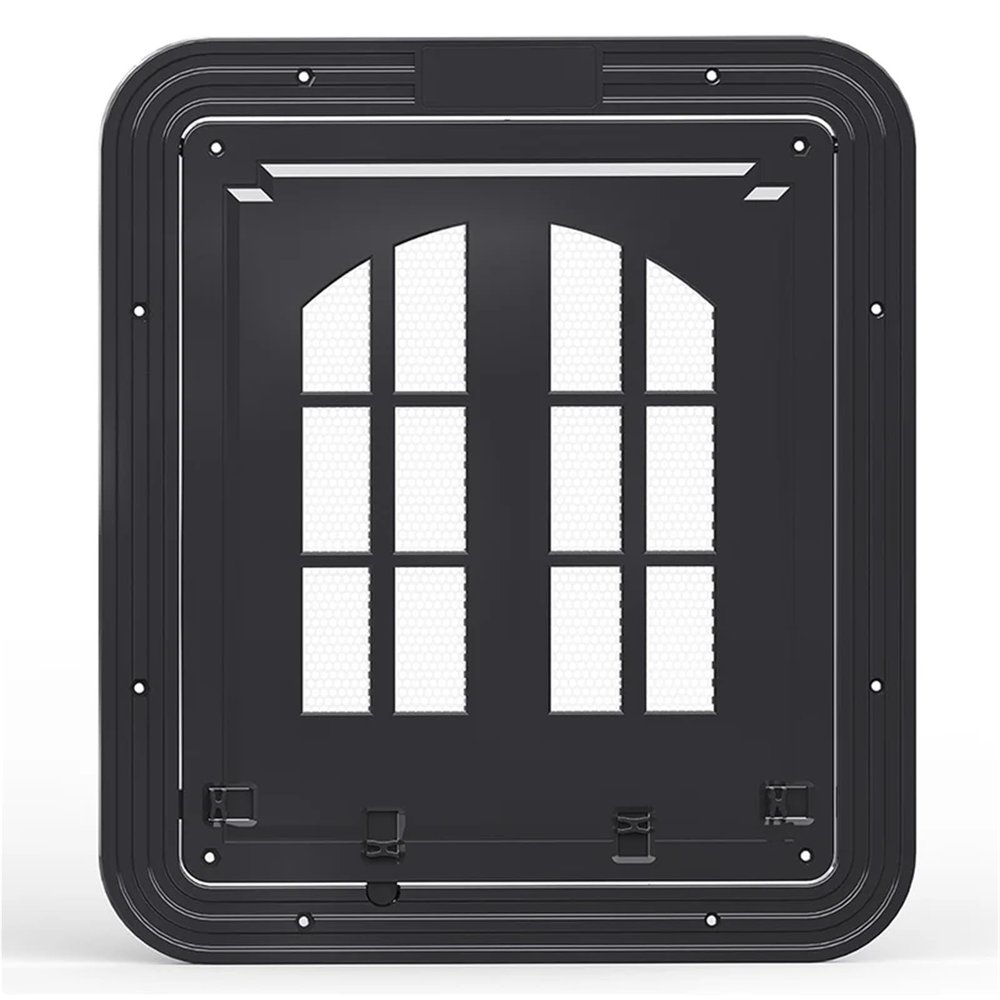 Large Dog Screen Door with Flap, Self-Closing Pet Door, 4-Way Access, Black, S