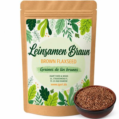 IGART FOOD&WOOD Brown Whole Flax Seeds, Natural Premium Quality, 1 kg