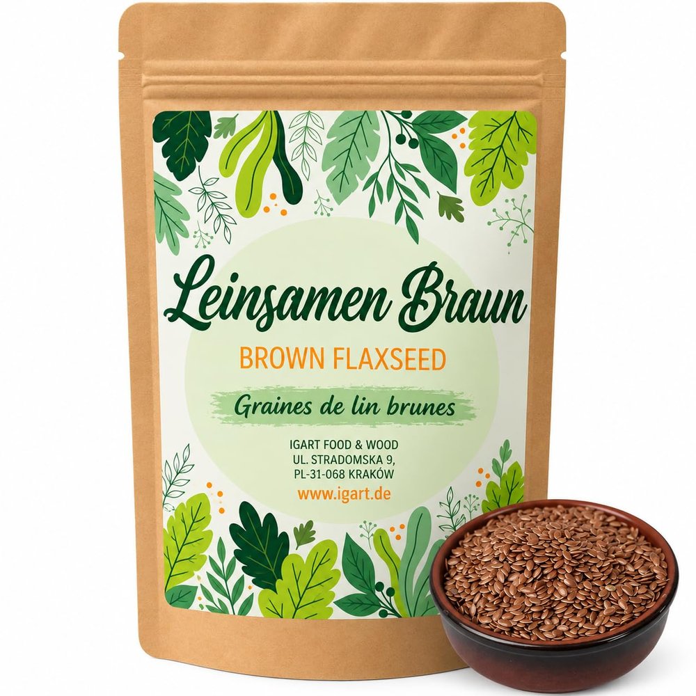 IGART FOOD&WOOD Brown Whole Flax Seeds, Natural Premium Quality, 1 kg