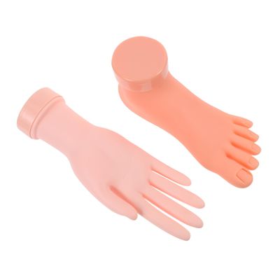 Manicure Practice Tool, Left-Hand Model, 2-Piece Set, Beige Rubber